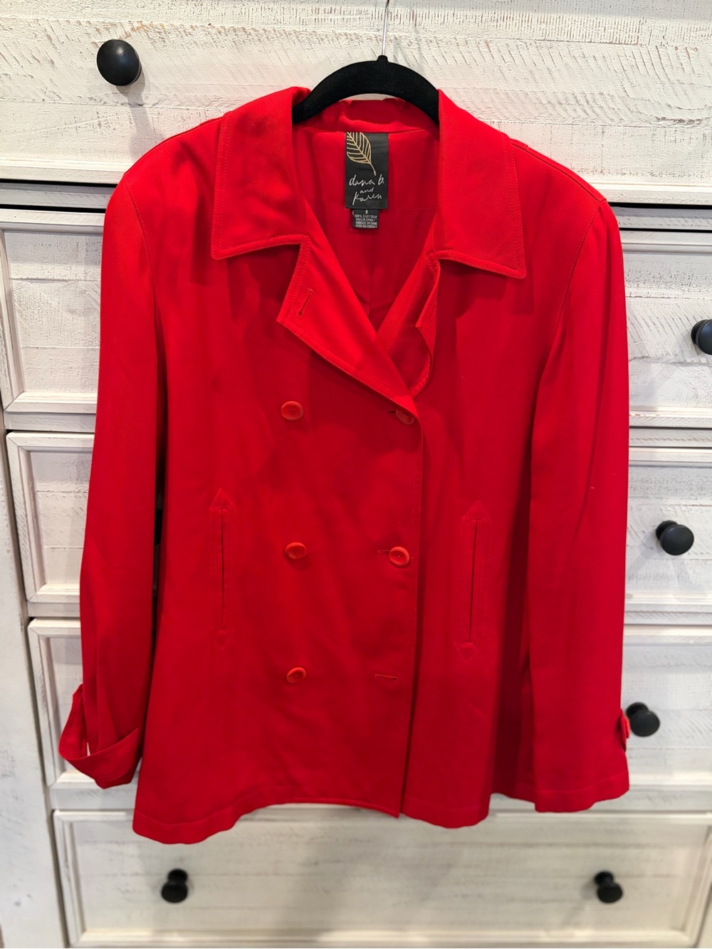 Dana B & Karen - 100% Silk Red Double Breasted Blazer Jacket- Size 8